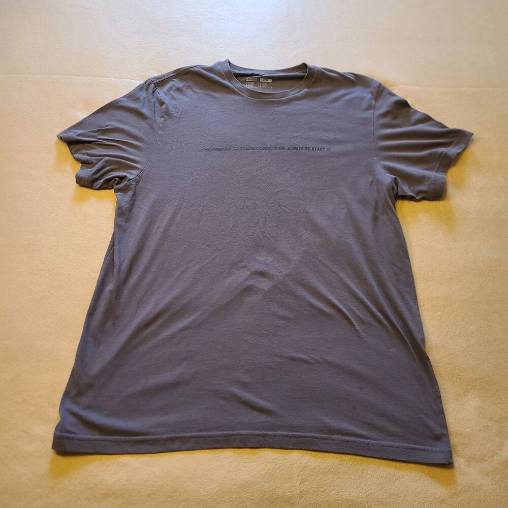 5.11 Tactical Men's Gray Short Sleeve T-Shirt Sz 2XL Topical Map Always Be Ready